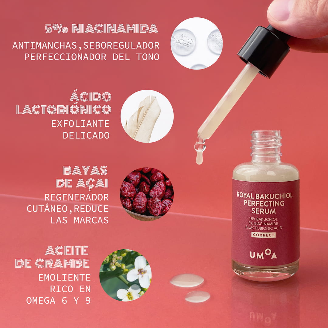 /ES/ ingredintes nuevo serum antiedad Royal Bakuchiol niacinamida